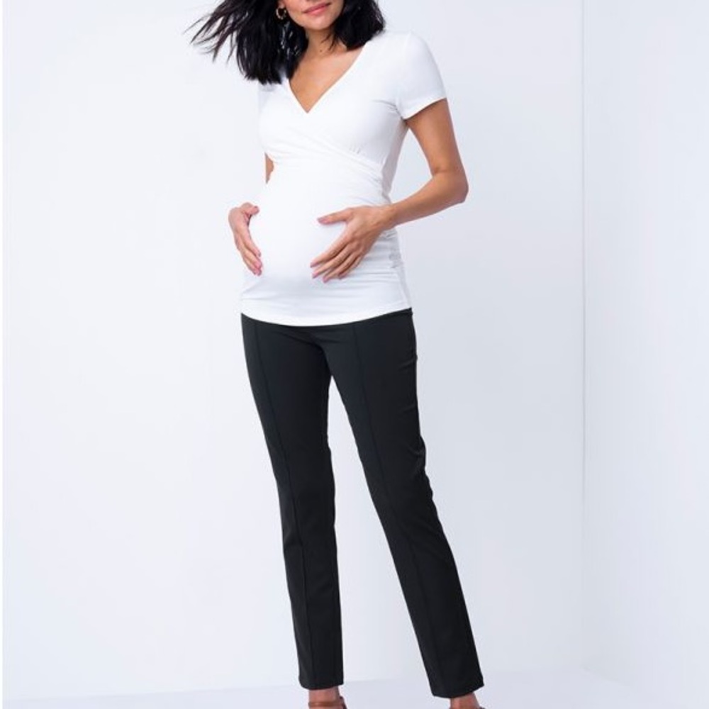 Seraphine Slim Leg Black Maternity Pants – Over Bump - 6
